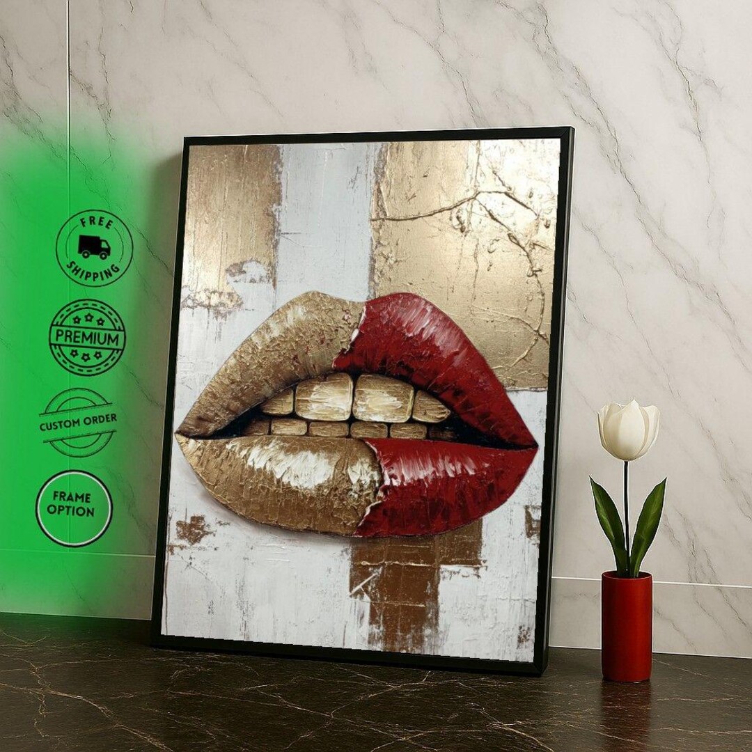 Pop Art Lips Canvas Wall Art, Modern Art Canvas Print - Etsy