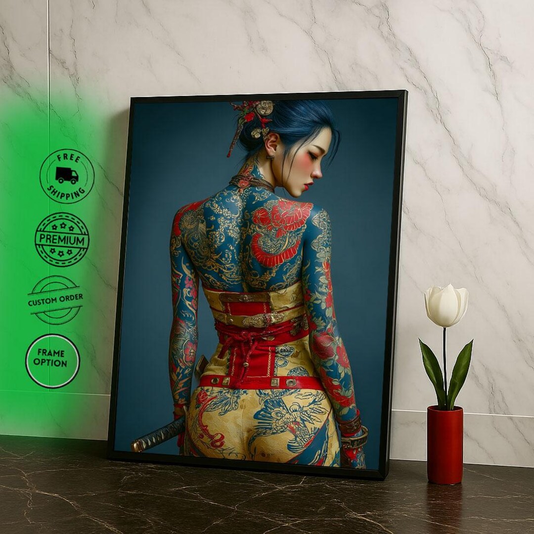 Elegant Japanese Geisha Canvas Wall Art Print Cultural Living Room ...