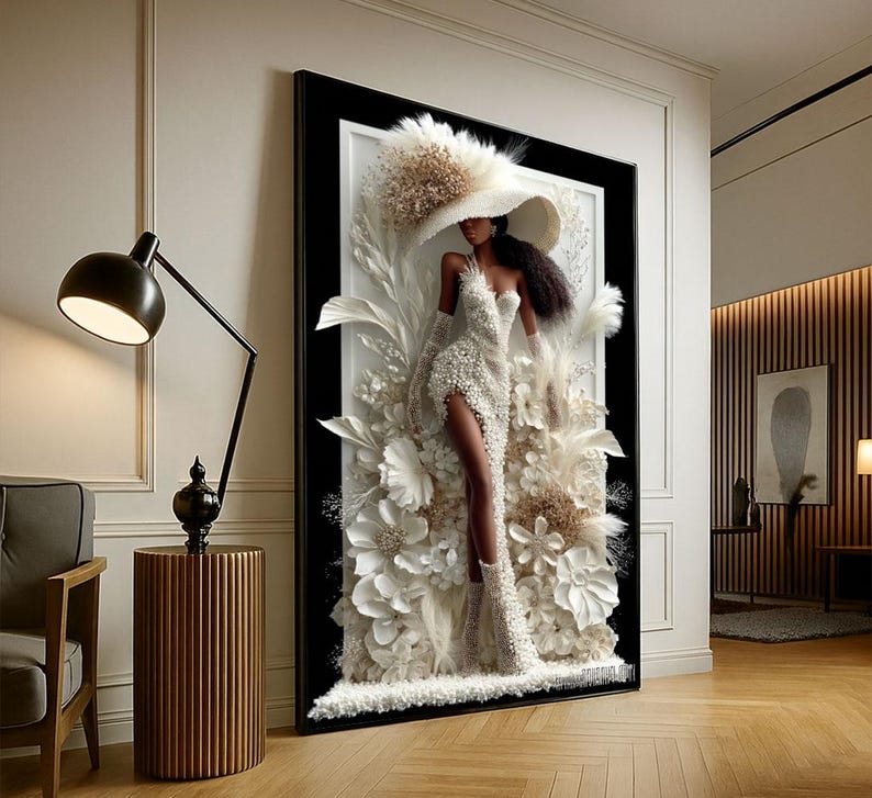 Elegant Woman in Couture Canvas Art, Chic Living Room Decor - Etsy
