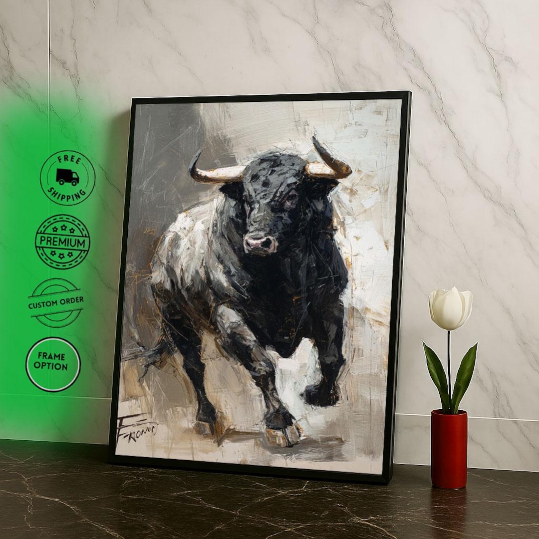 Charging Bull Canvas Wall Art Print Powerful Dust Storm Living Room ...