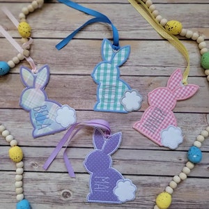 Personalized Embroidered Easter Basket Tags, Easter Basket name tag, Bunny Name tag
