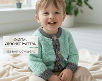 Crochet Sweater Two Color PDF Pattern for Children  Ages 1–5  Handmade Crochet Tutorial