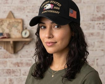 Custom USA 2026 Anniversary Embroidered Cap, American Eagle Patriotic Hat