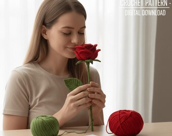 Rose Crochet Pattern PDF Realistic Flower Amigurumi Easy Crochet Floral Decor Instant Download