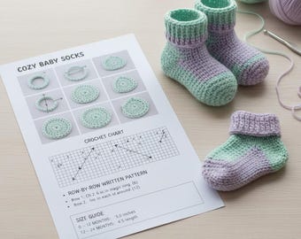 Baby Crochet Socks Pattern Two Color PDF 0–2 Years Newborn to Toddler
