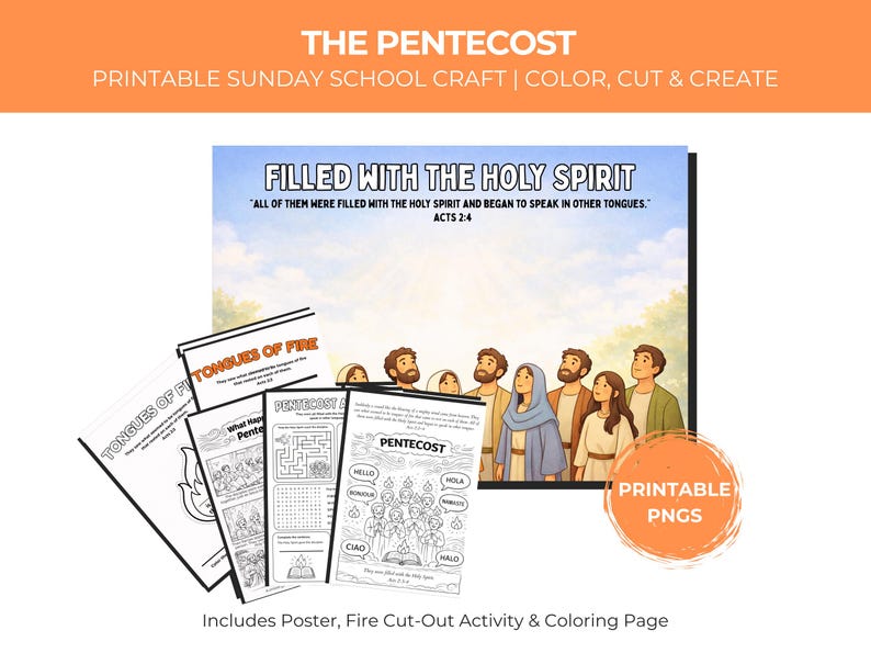 Pentecost Craft Activity for Kids | Holy Spirit Flames Printable ...