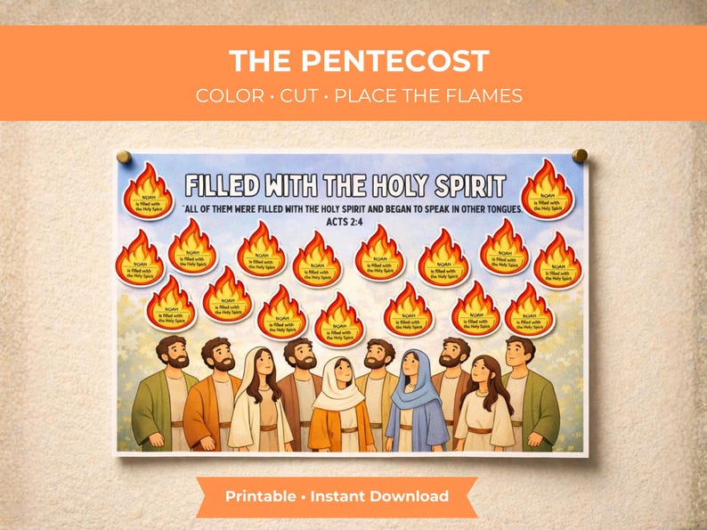 Pentecost Craft Activity for Kids | Holy Spirit Flames Printable ...