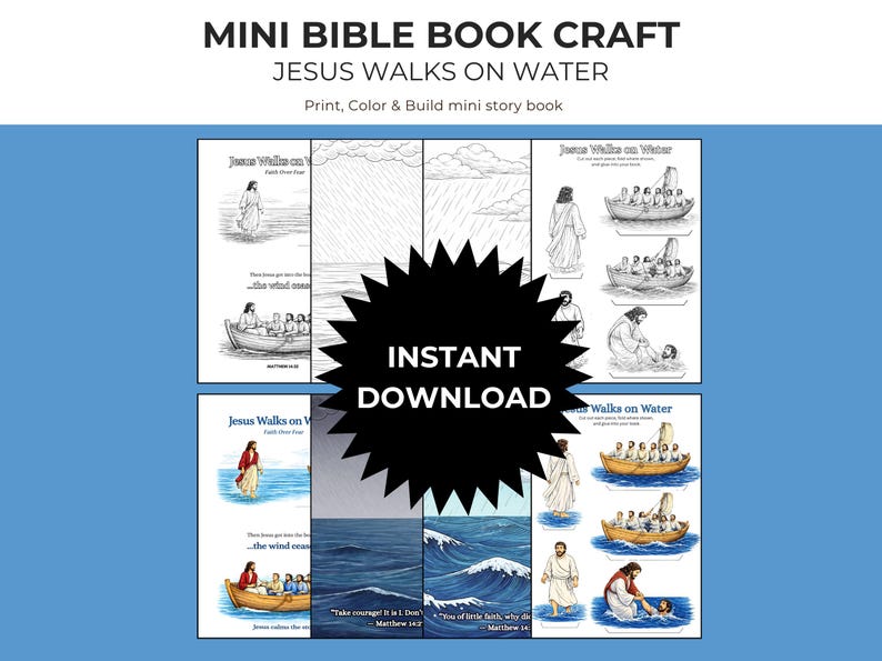 Jesus Walks on Water Mini Book Craft | Bible Activity for Kids (digital ...