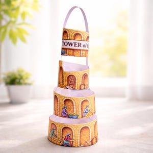 Kit para imprimir da Torre de Babel | Atividade bíblica para crianças (Download digital)