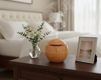 Träfibrer med svamp – Tyst USB-aromaterapidiffusor för hem och bil