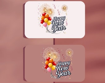 2026年の新年おめでとうPNGクリップアート、お祝いの風船と花火のデジタルダウンロード、お祝い昇華デザイン、新年