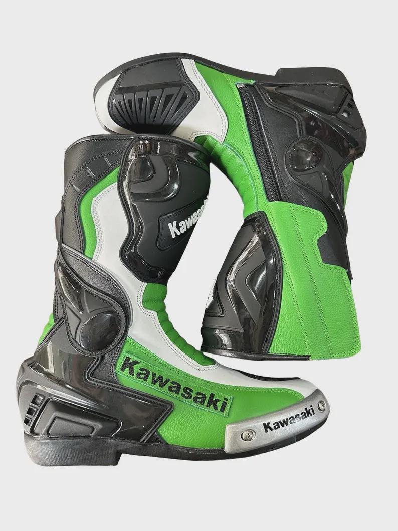 Bottes de moto en cur vértable de vache pour hommes, chaussures