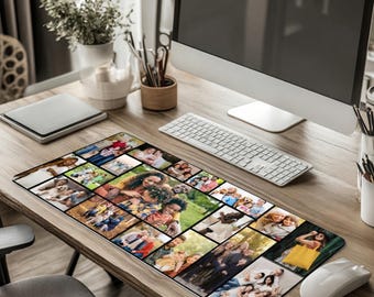 Custom Photo Collage Gaming Mat, Personalized Desk Pad Gift