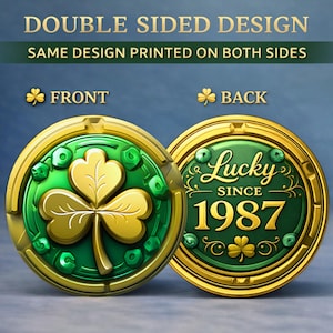 Lucky Shamrock Challenge Coin, St Patrick's Day Gift, Irish Keepsake