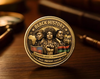 Black History Commemorative Coin, African American Heritage, Antique Gold Finish