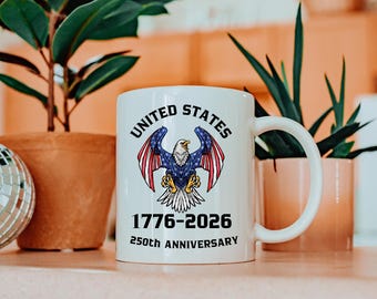USA 250th Anniversary Coffee Mug – Patriotic Eagle, Semiquincentennial Gift