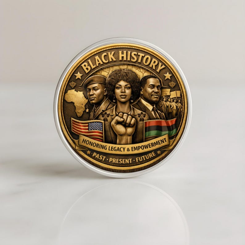 Decorative Black History coin gift representing Black excellence and cultural legacy