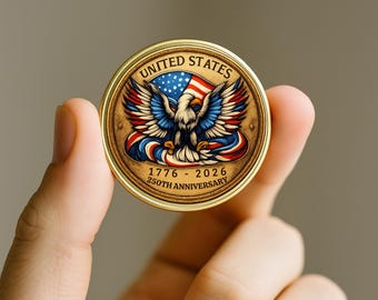250th Anniversary USA Commemorative Coin 1776–2026, Retro Eagle Freedom Coin, Semiquincentennial Collectible