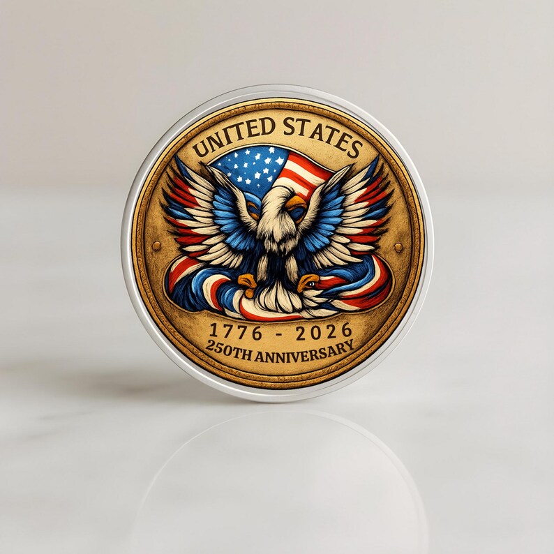 250th Anniversary USA Commemorative Coin 1776–2026, Retro Eagle Freedom ...