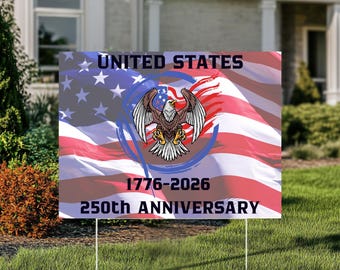 USA 250th Anniversary Yard Sign, Patriotic Eagle Flag Decor