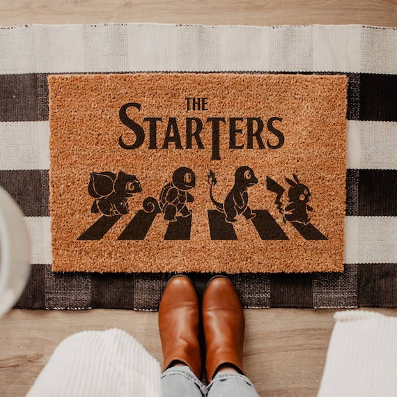 The Starters Coir Doormat: Retro Anime, Gamer Welcome Rug – Personalized Housewarming Decor