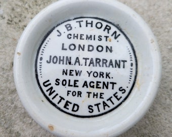 Antique Small Pottery Container for Cold Cream London New York Circa 1890's