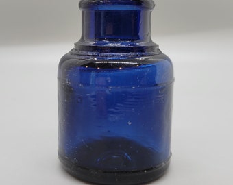 Beautiful Deep Cobalt Blue Desk Top Ink Bottle Circa 1910's