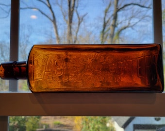 Antique Amber Bitters or Medicine Bottle Lash's Kidney Liver Bitters Nice Example