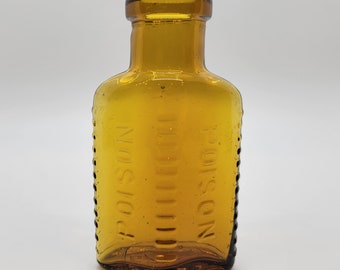 Antique Fresh Dug Cork Top Bright Yellow Amber Poison Bottle