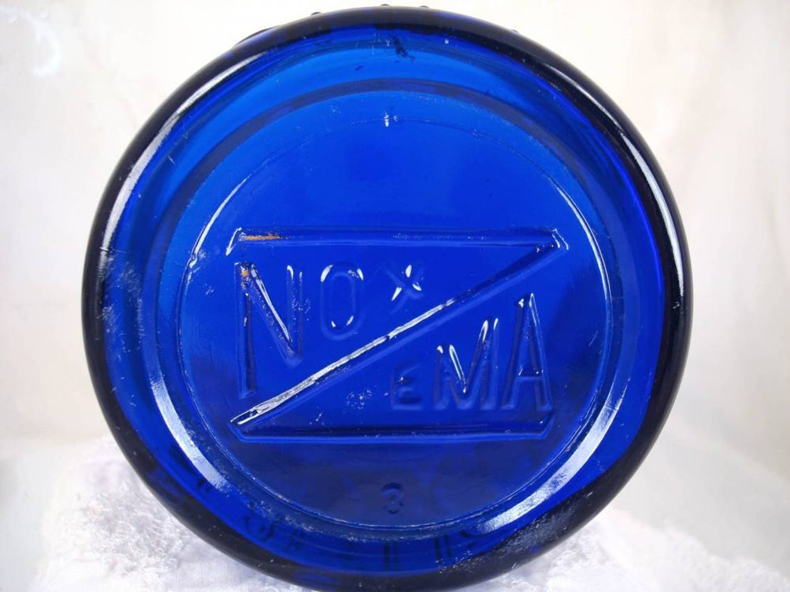 Vintage Cobalt Blue Glass Noxzema Shave Jar Etsy