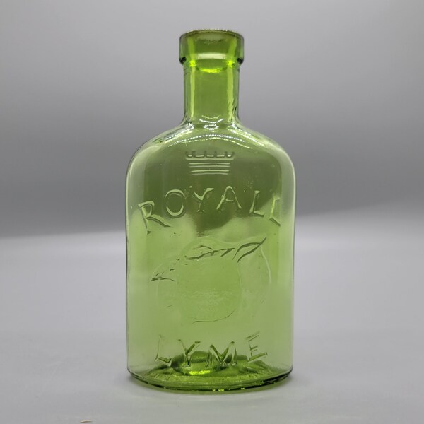 Bright green cork top bottle Royall Lyme from England