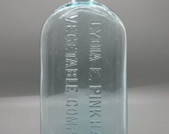 Antique Aqua Patent Medicine Bottle Lydia Pinkham's Vegetable Compound Choice Example