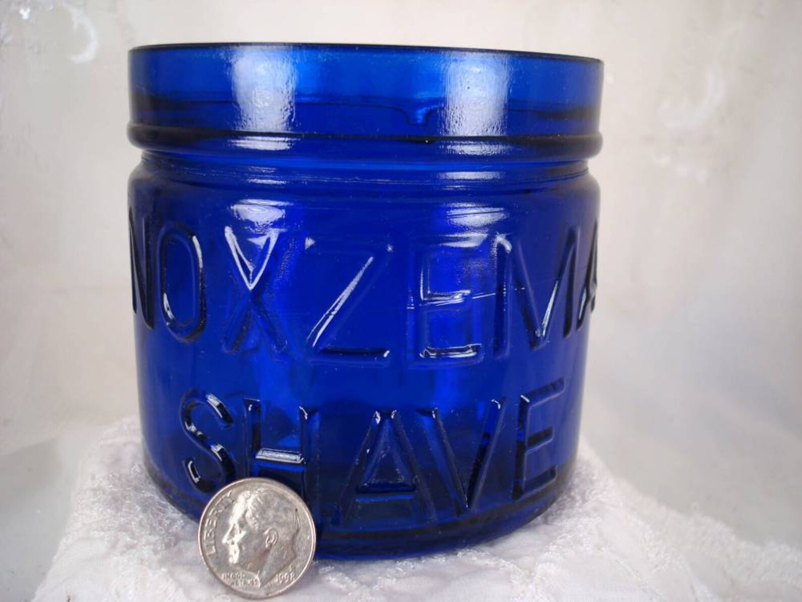 Vintage Cobalt Blue Glass Noxzema Shave Jar Etsy