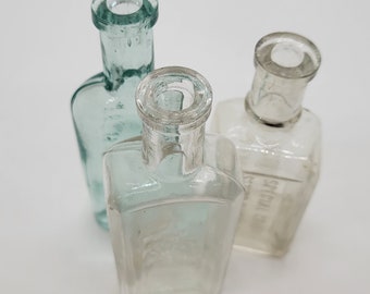 Lot of Three Cork Top Antique Embossed Household Bottles 1890's Era