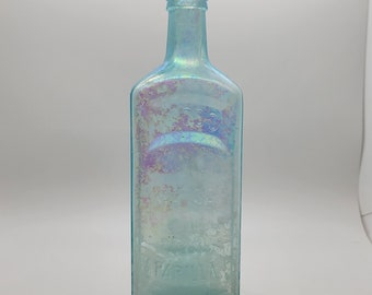 Antique Aqua Patent Medicine Bottle Hood's Sarsaparilla Lowell Massachusetts 1890's Era