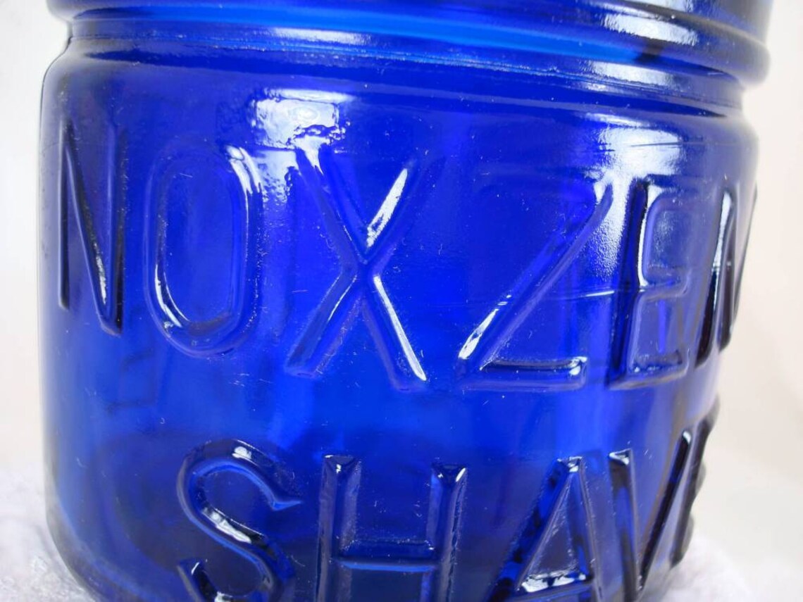 Vintage Cobalt Blue Glass Noxzema Shave Jar Etsy