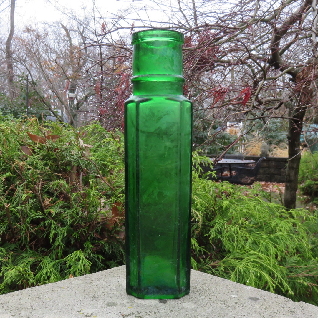 Antique Large Size Bright Green Mold Blown Capers Bottle Etsy
