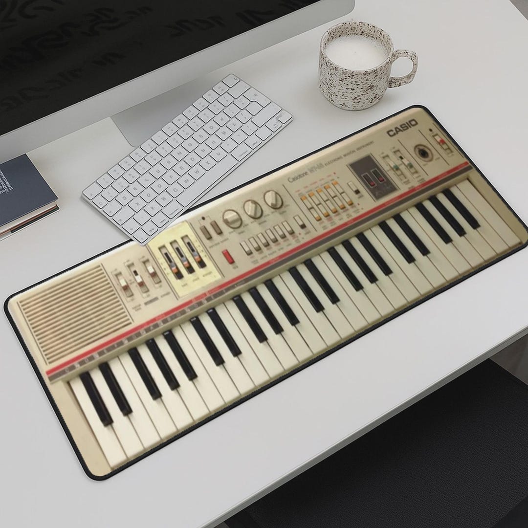 Synth Mat Desk Mat With Vintage Casio Casiotone MT-65 Keyboard Design, Retro ...