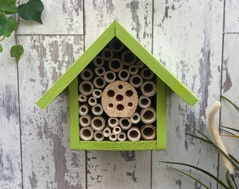 Mason Bee House and Insect Home, One Tier, in 'Sunny Lime'. Can be personalised (Free Shipping to US, CAN & UK)