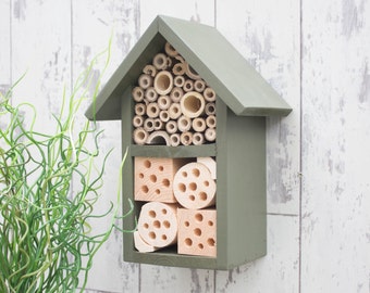 Bee Hotel, Insect Home, Bee Box, Wildlife House, Two Tier, in 'Old English'. Can be personalised (Free Shipping to US, CAN & UK)