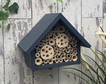 Insect House, Bee Box, Bee Hotel Large Single Tier, in 'Urban Slate'. Can be personalised (Free Shipping to US, CAN & UK)