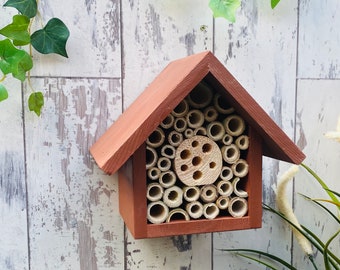 Mason Bee House and Insect Home, One Tier, in 'Deep Russet'. Can be personalised (Free Shipping to US, CAN & UK)