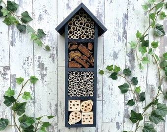 Bee Hotel, Bee House, Insect House, Solitary Bee Hotel,  Four Tier, i(Free Shipping to US, CAN & UK)n 'Urban Slate'.