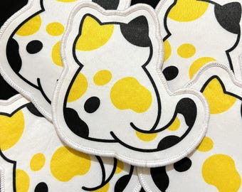 Cute Cat Patch 4″ W × 4″ H -Calico or Tabby Cat Sublimation Iron On Patch,Cat Mom Gift Patches for Jackets & Bag,Small Cute Cat Animal Patch