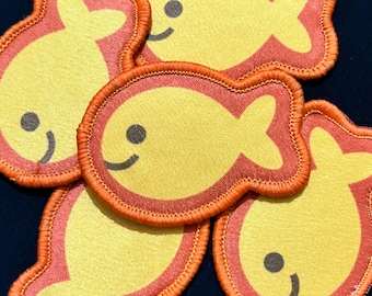 Goldfish Snack Patch 2.5″ W × 2″ H - Funny Goldfish Cracker Sublimation Iron On Patch, Food-Themed Small Fish Patch for Jackets,Animal Patch