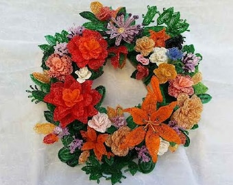 Bead Flower Autumn Wreath