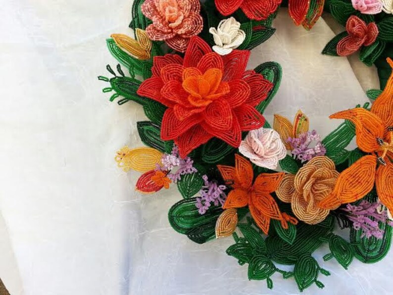 Bead Flower Autumn Wreath Etsy