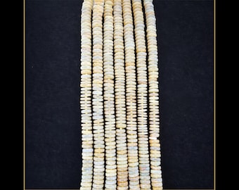 White Ethiopian Opal Heishi Wheel Beads, Natural Fire Opal Disc Strand, AAA Welo Opal, Boho Jewelry Making October Birthstone