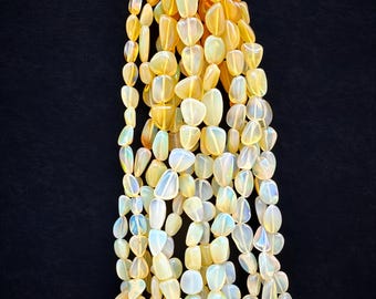 Ethiopian Opal Tumble Nugget Beads, Natural White Fire Opal Freeform Strand, AAA Gemstone, October Birthstone Organic Jewelry