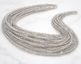 Natural Grey Diamond Cube Faceted Beads 2.5-4 Carat 4 Inch Strand Salt Pepper AAA Genuine Loose Diamonds Jewelry Making